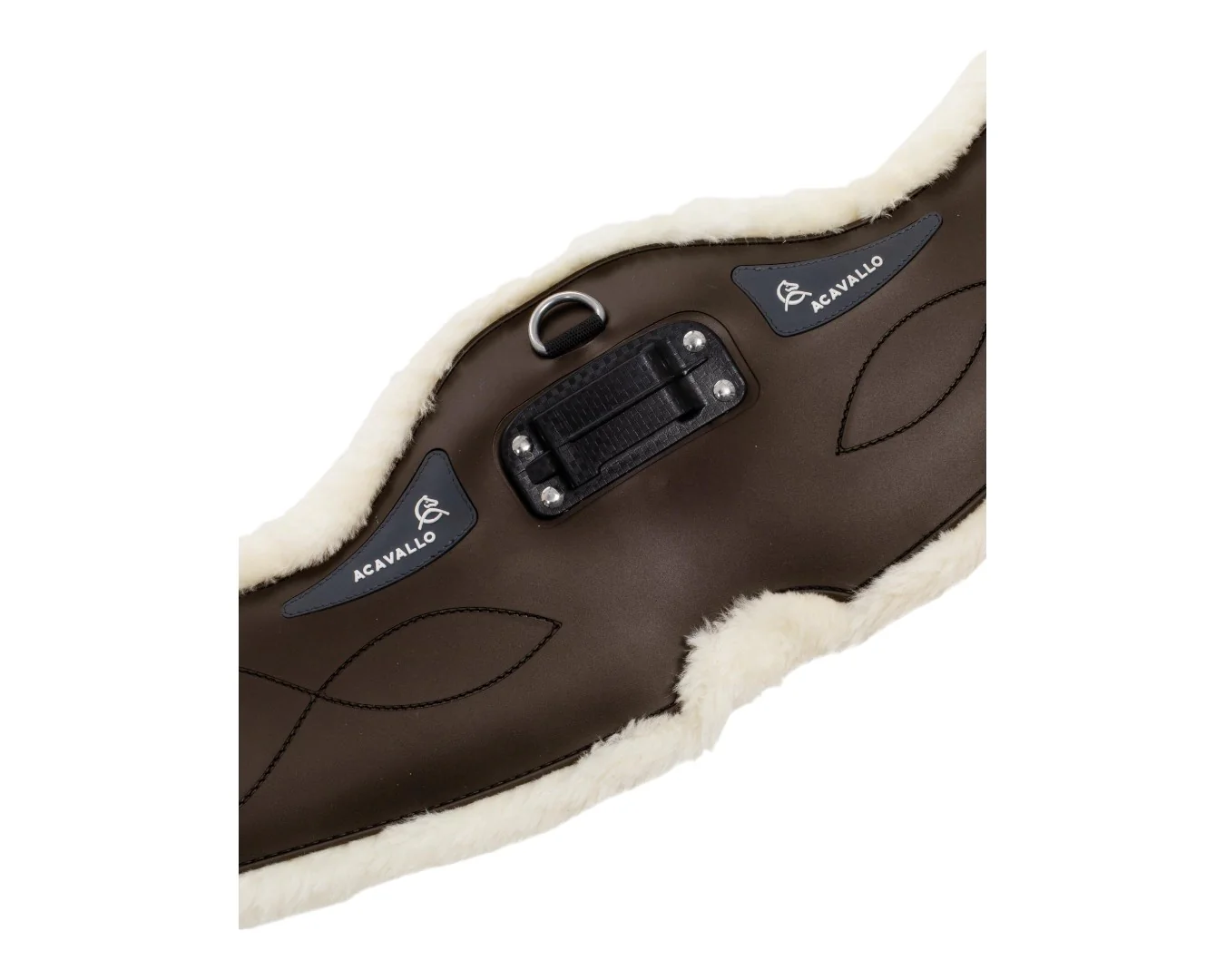 Acavallo Gel & PVC Short Dressage Girth With Eco-Wool Lining - Brown - Image 3