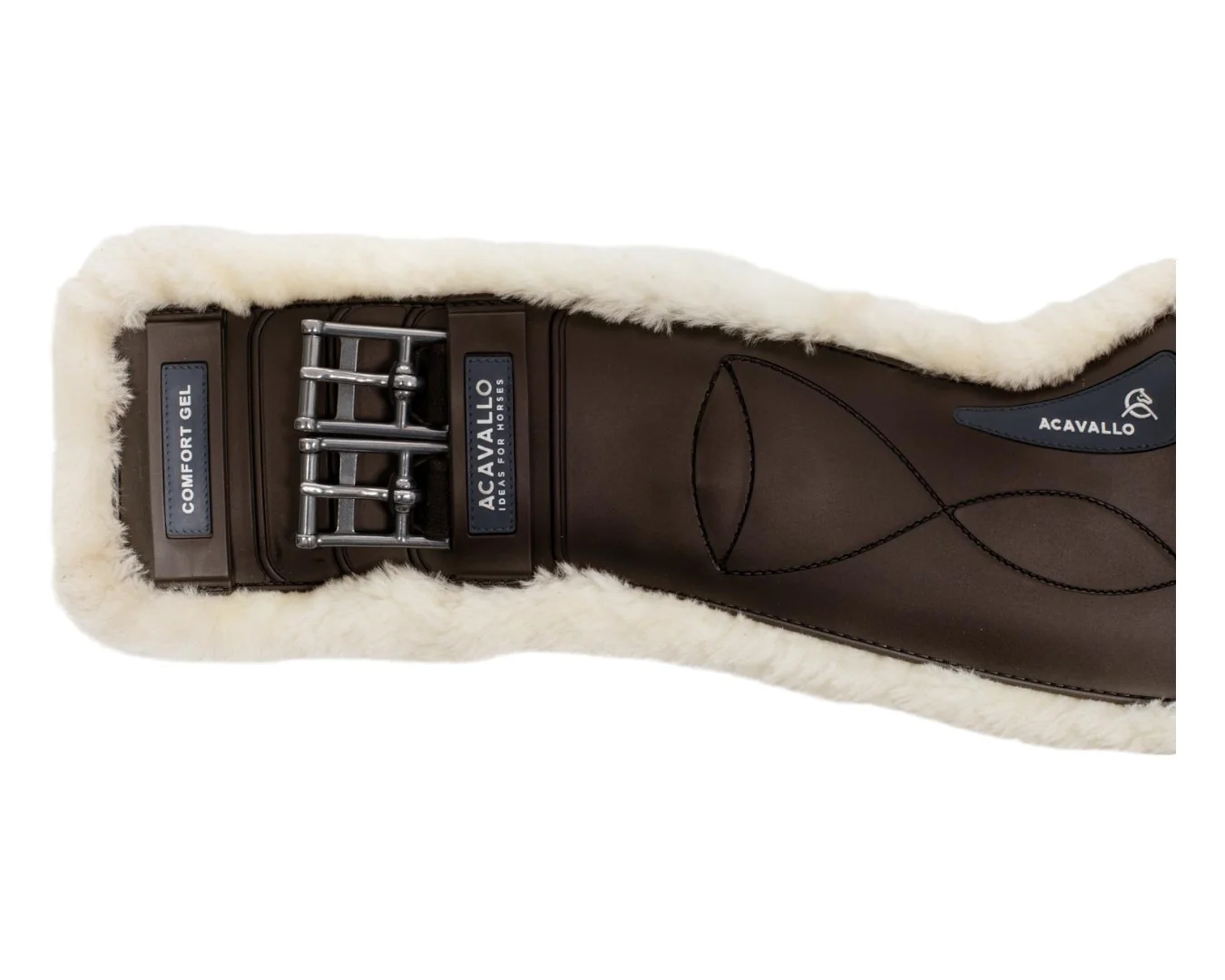 Acavallo Gel & PVC Short Dressage Girth With Eco-Wool Lining - Brown - Image 4