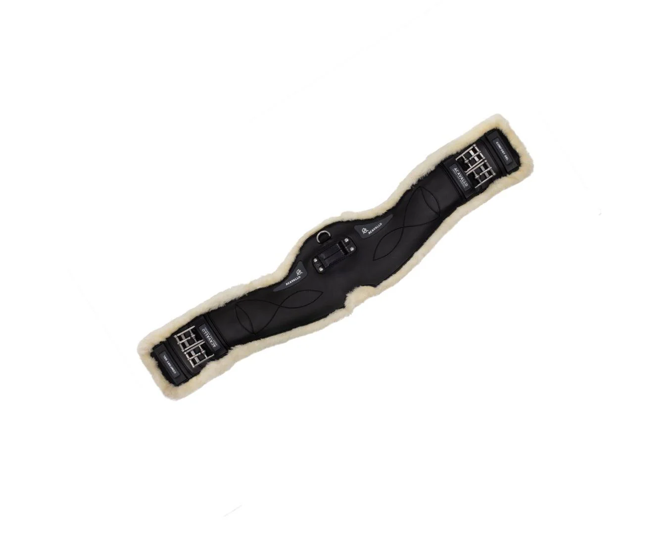 Acavallo Gel & PVC Short Dressage Girth With Eco-Wool Lining- Black - Image 2