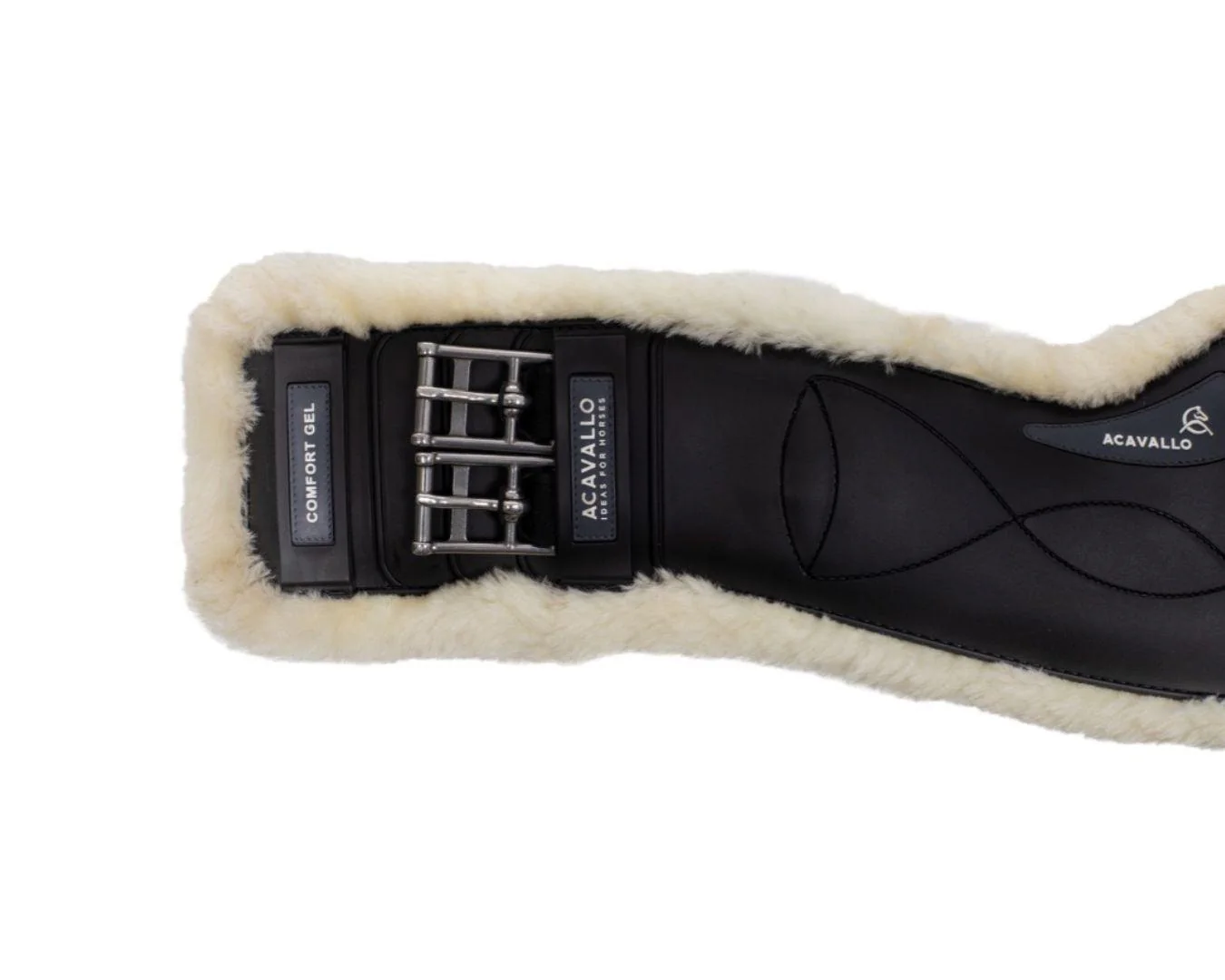 Acavallo Gel & PVC Short Dressage Girth With Eco-Wool Lining- Black - Image 4