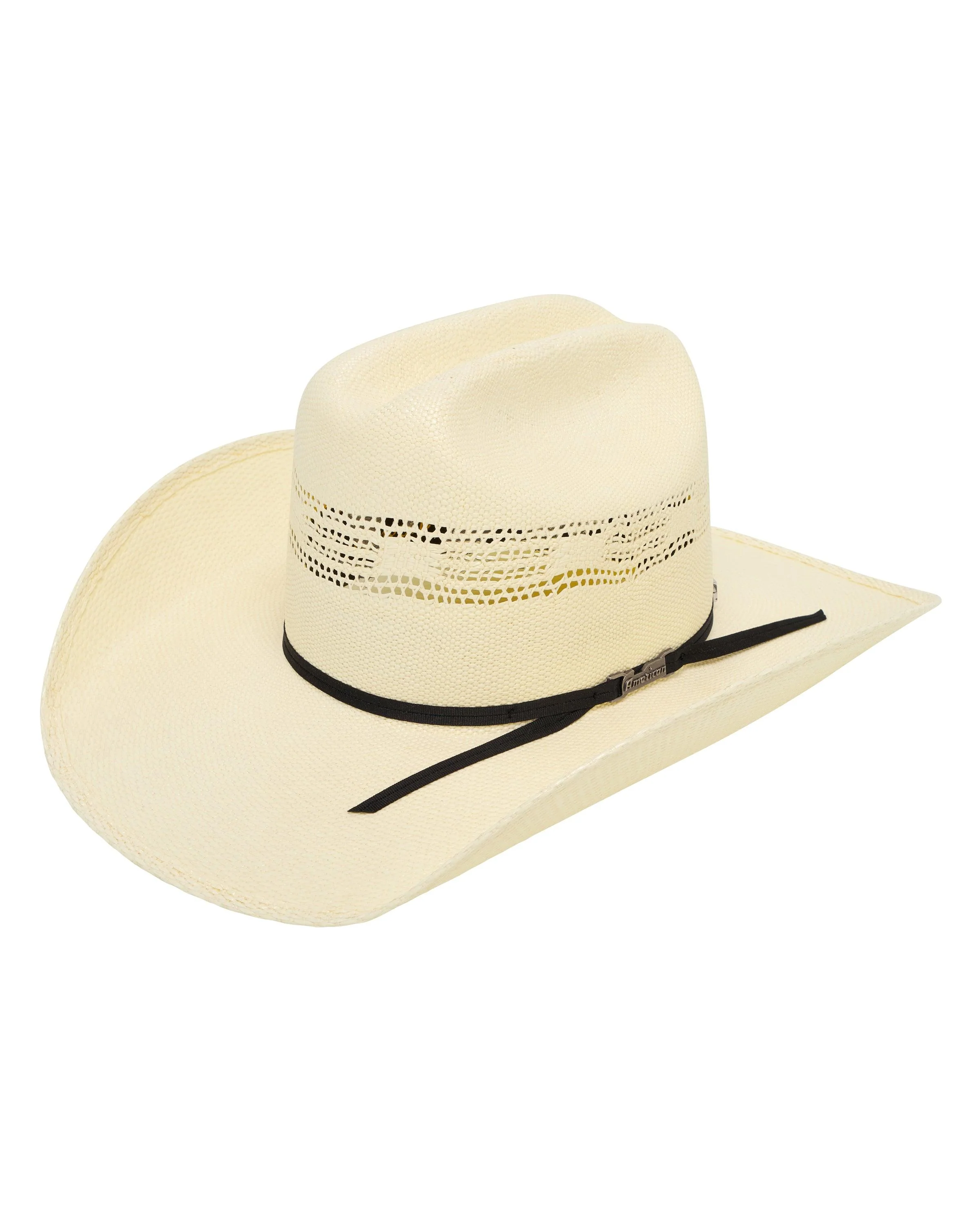 American Hat Company Cattleman Straw Hat w/Black Trim