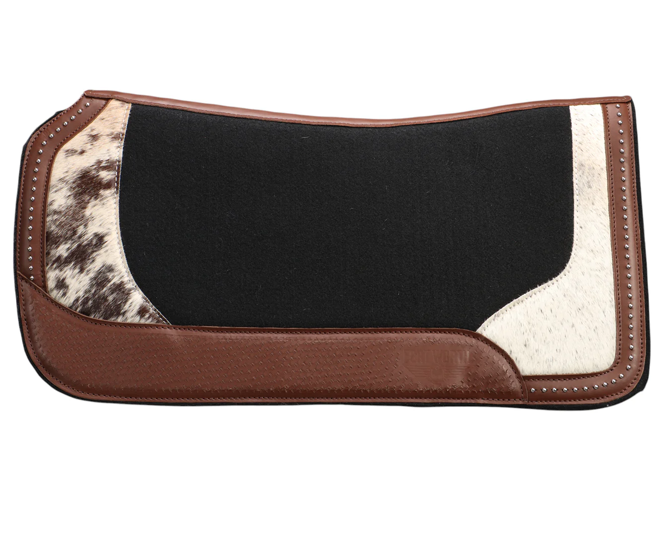 Fort Worth Basket Weave Cow Hide Print Felt Saddle Pad - 30" x 30" - Image 6