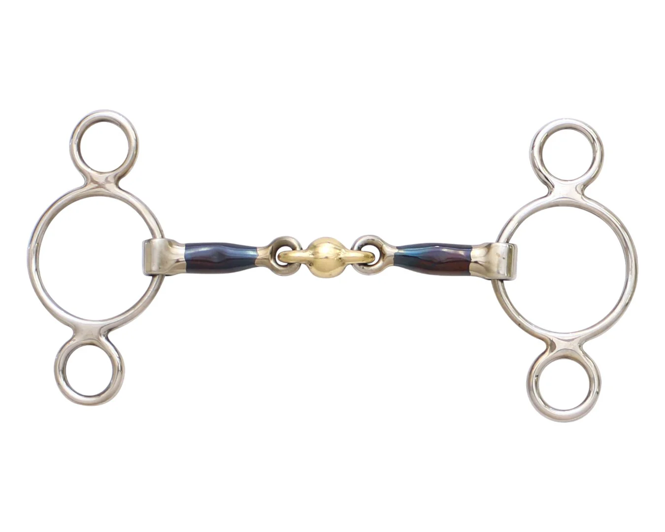 Blue Alloy Dutch Gag Training Snaffle with Three Rings