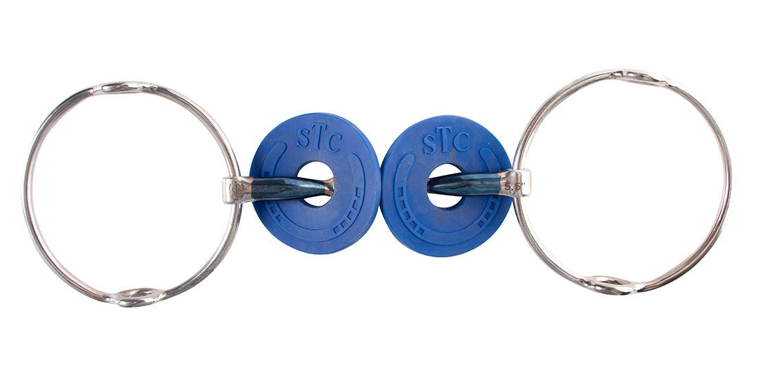 Blue Sweet Iron Polo Gag Bit Copper Link & W/Guards - Image 3