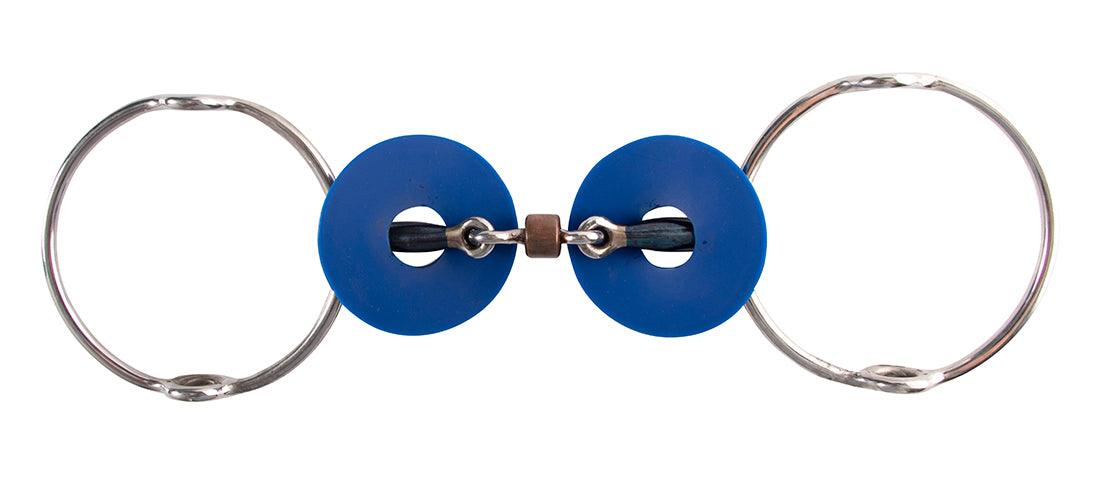 Blue Sweet Iron Polo Gag W/Link & Copper Roller W/Guards