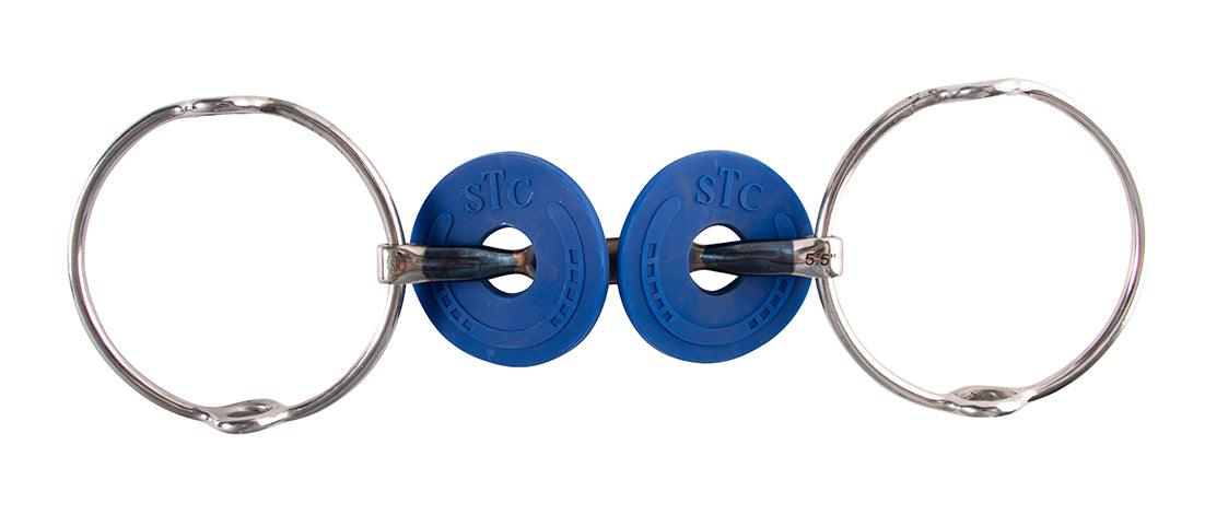 Blue Sweet Iron Polo Gag W/Link & Copper Roller W/Guards - Image 2