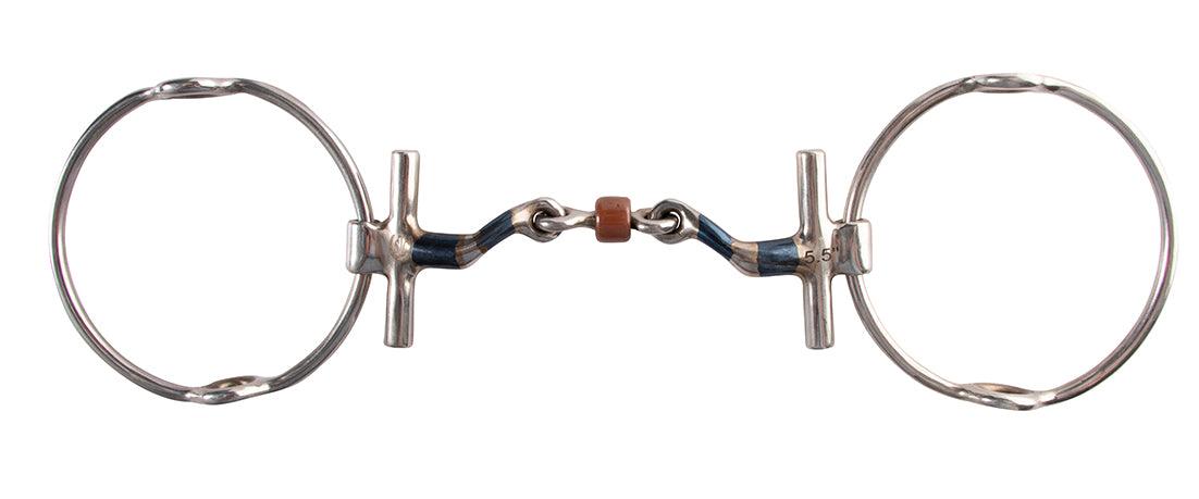 Blue Sweet Iron Polo T Bar Gag W/Copper Roller Bit