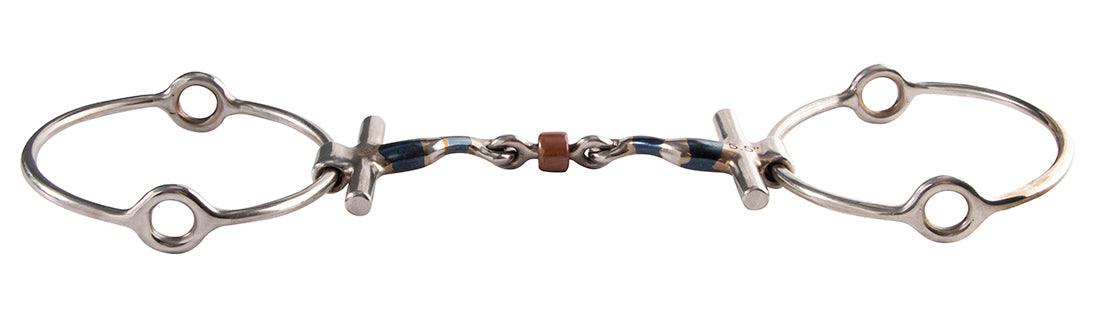 Blue Sweet Iron Polo T Bar Gag W/Copper Roller Bit - Image 2