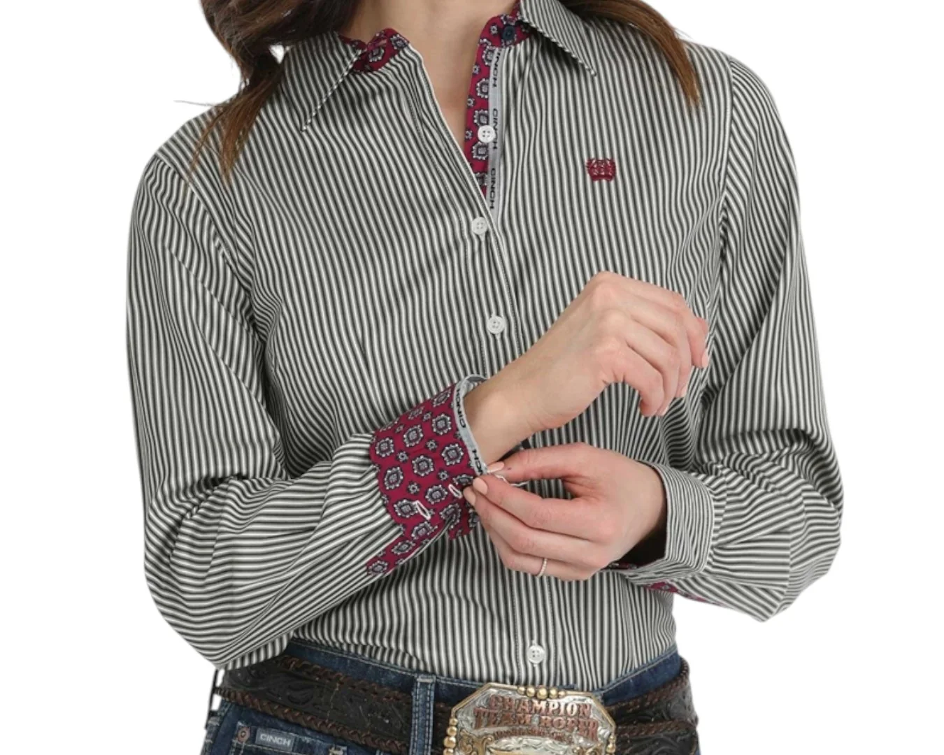 Cinch Ladies Stripe Tencel Long Sleeve Shirt - Image 2