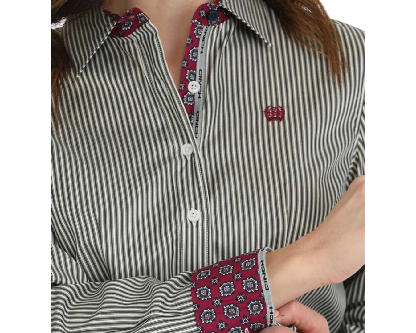 Cinch Ladies Stripe Tencel Long Sleeve Shirt - Image 3