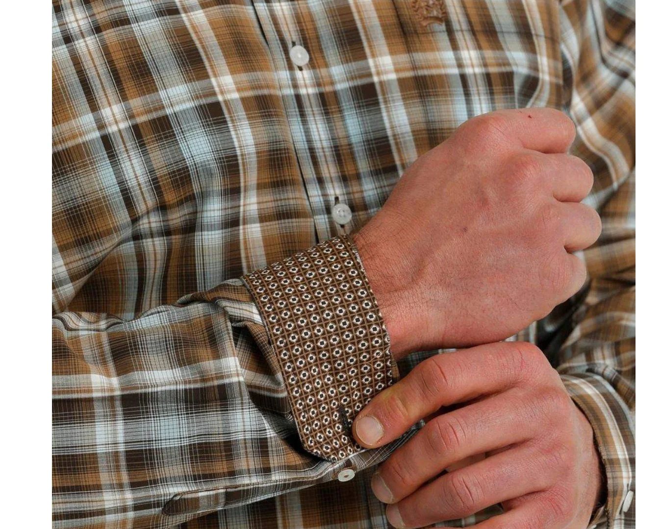Cinch Men's Classic Fit Brown Plaid Button Shirt - Image 2