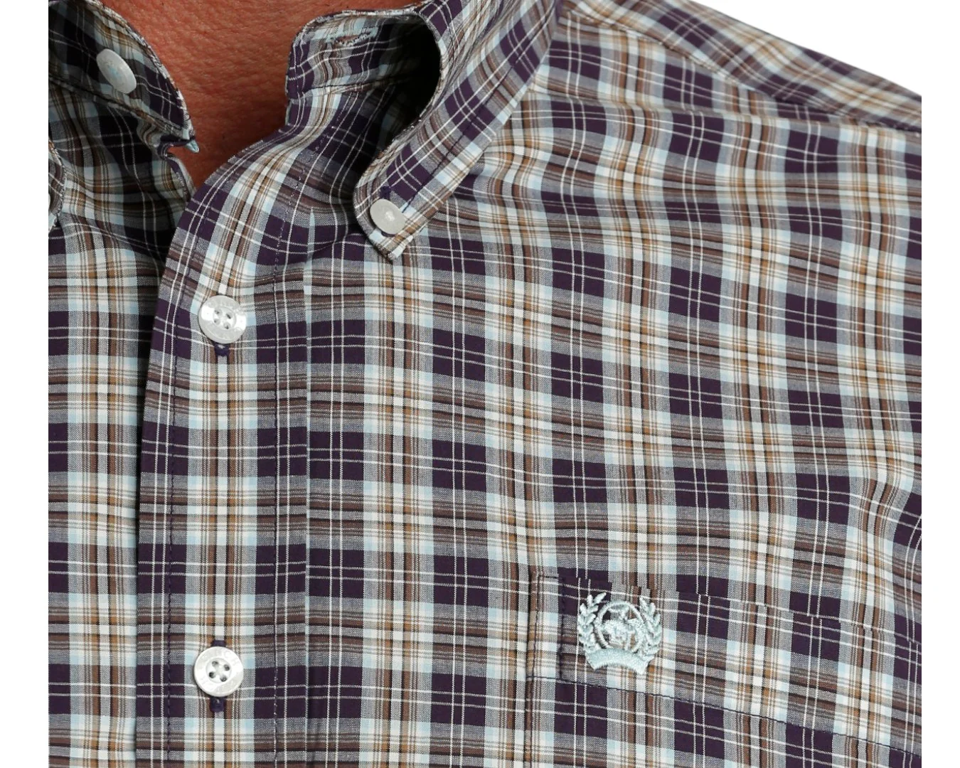 Cinch Men's Purple/Cream Plaid Long Sleeve Shirt - Image 2