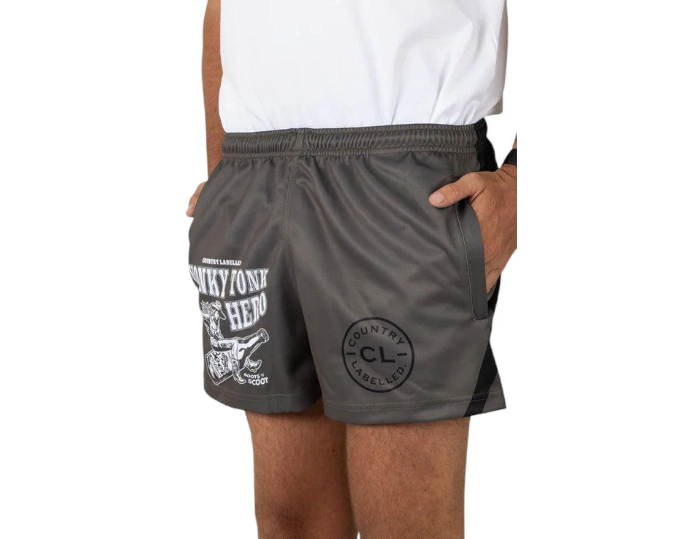Country Labelled Footy Shorts - Honky Tonk Hero - Image 4
