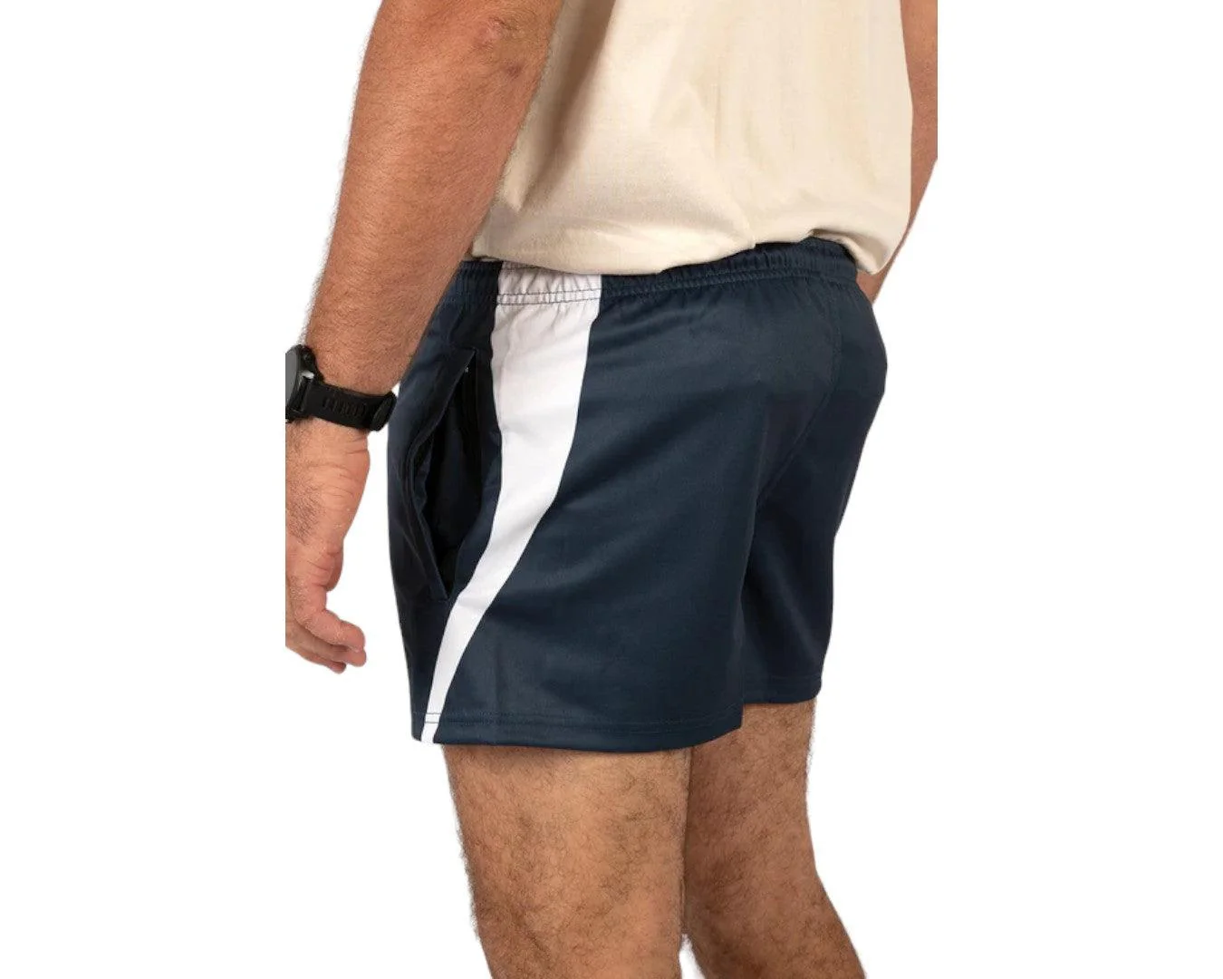 Country Labelled Footy Shorts - Navy & White - Image 2