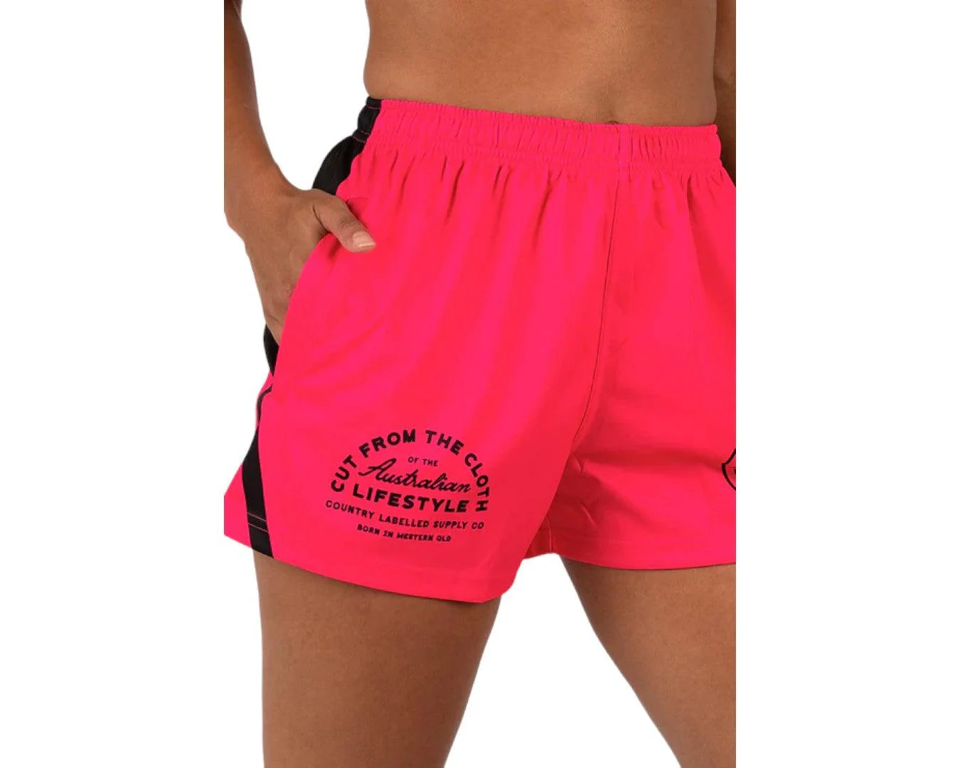 Country Labelled Footy Shorts - Hot Pink - Image 2
