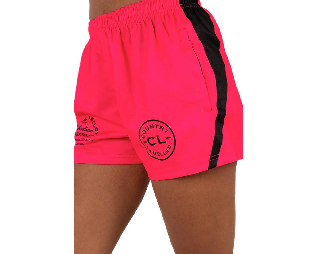Country Labelled Footy Shorts - Hot Pink - Image 4