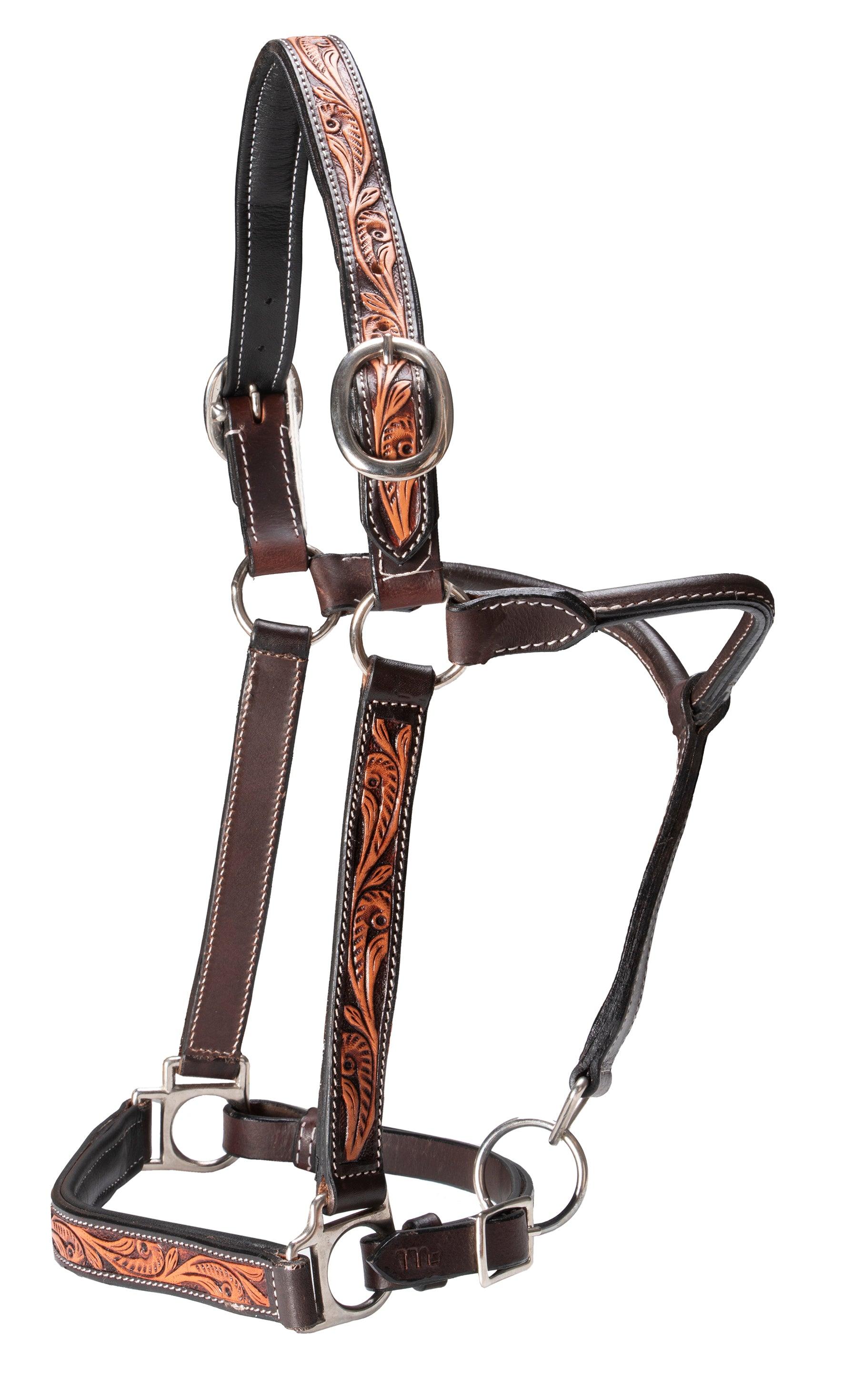 Fort Worth Leather Halter with Tooled Pattern - Image 3