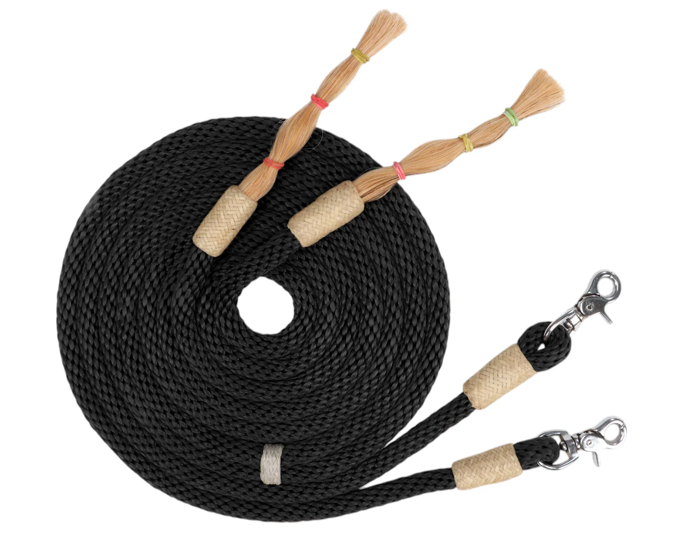 Fort Worth Soft Round Split Reins 8' w/Horsehair - Image 2