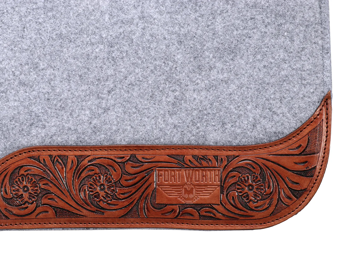 Fort Worth Tooled Floral Felt Saddle Pad - 32" x 30" - Image 10