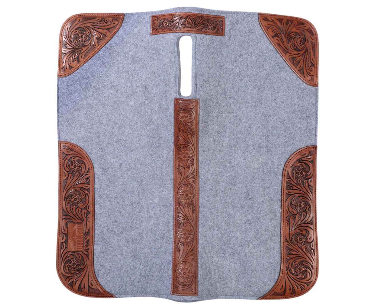 Fort Worth Tooled Floral Felt Saddle Pad - 32" x 30" - Image 11