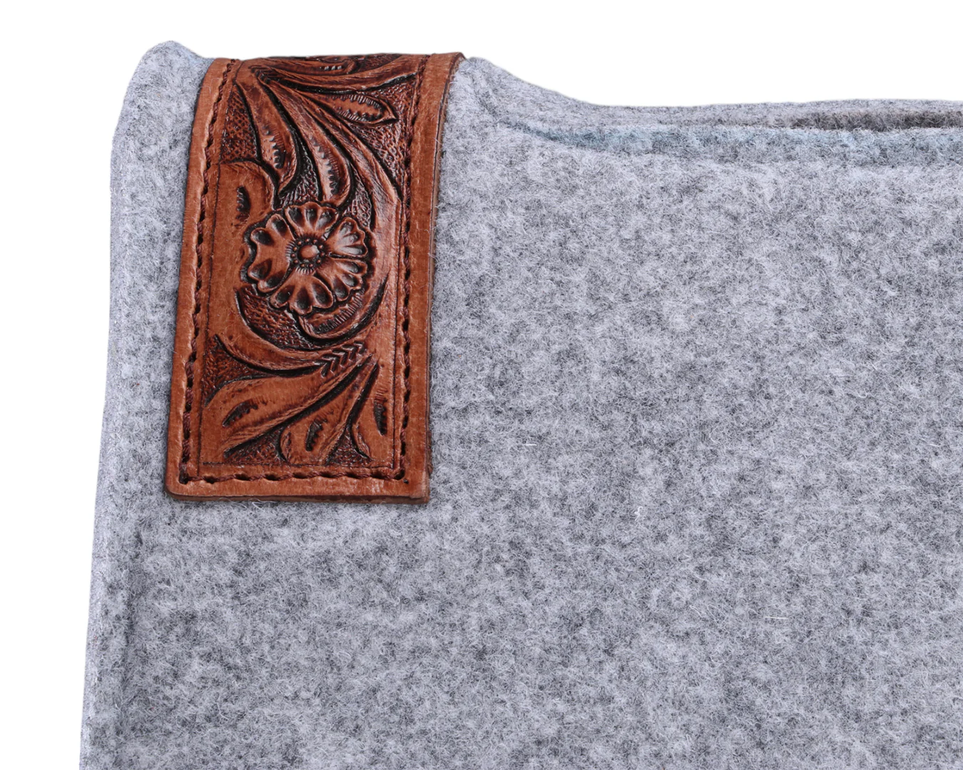Fort Worth Tooled Floral Felt Saddle Pad - 32" x 30" - Image 13