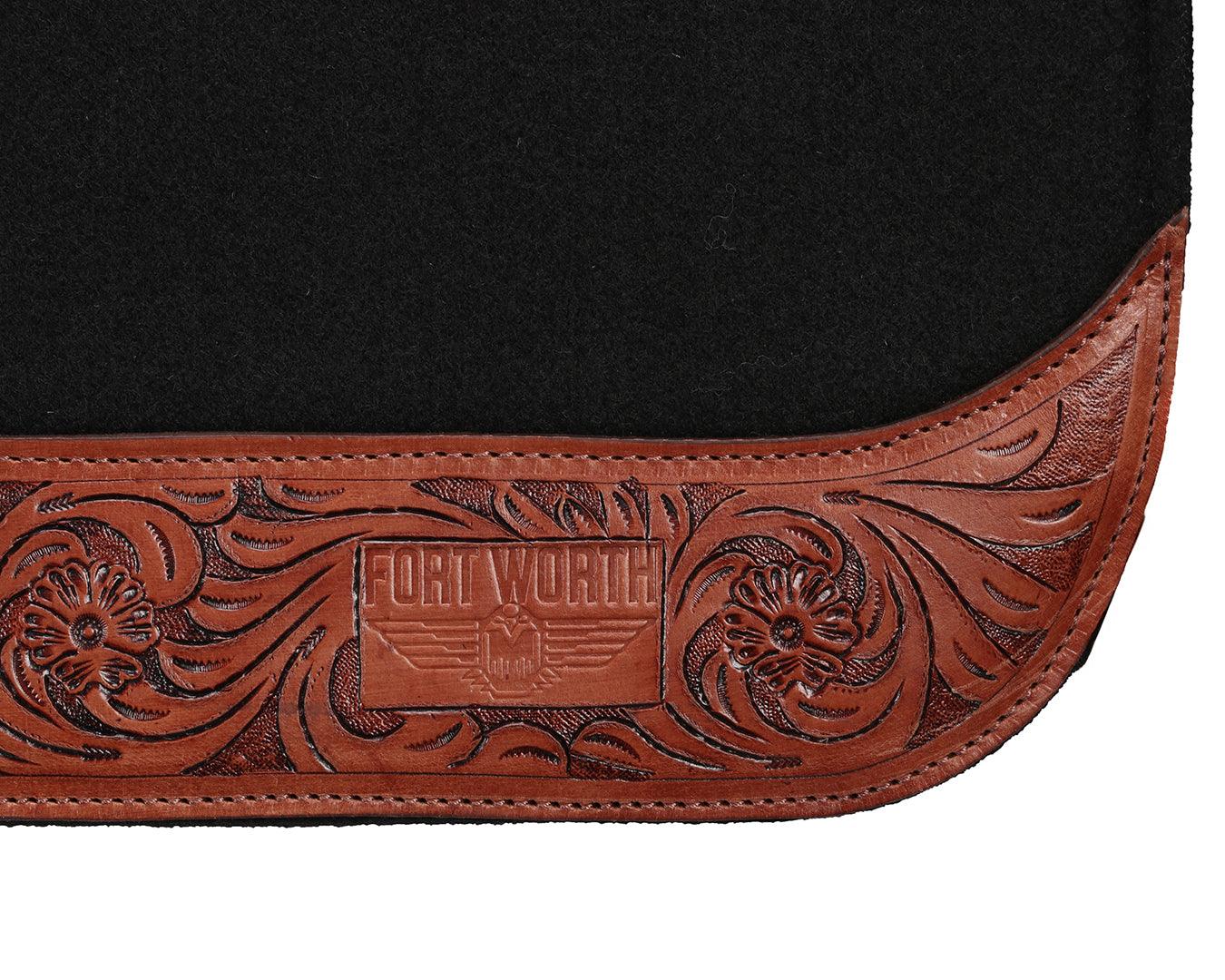 Fort Worth Tooled Floral Felt Saddle Pad - 32" x 30" - Image 4