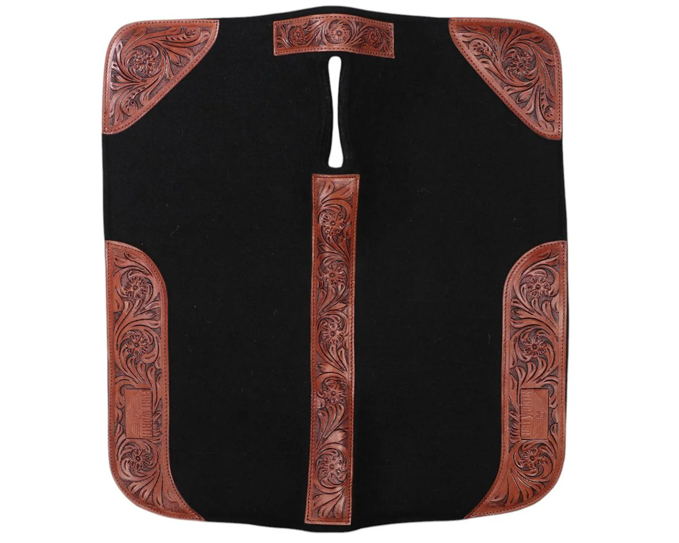 Fort Worth Tooled Floral Felt Saddle Pad - 32" x 30" - Image 5