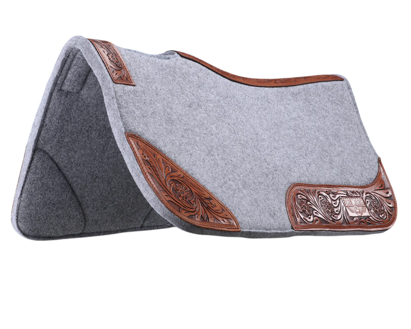 Fort Worth Tooled Floral Felt Saddle Pad - 32" x 30" - Image 7