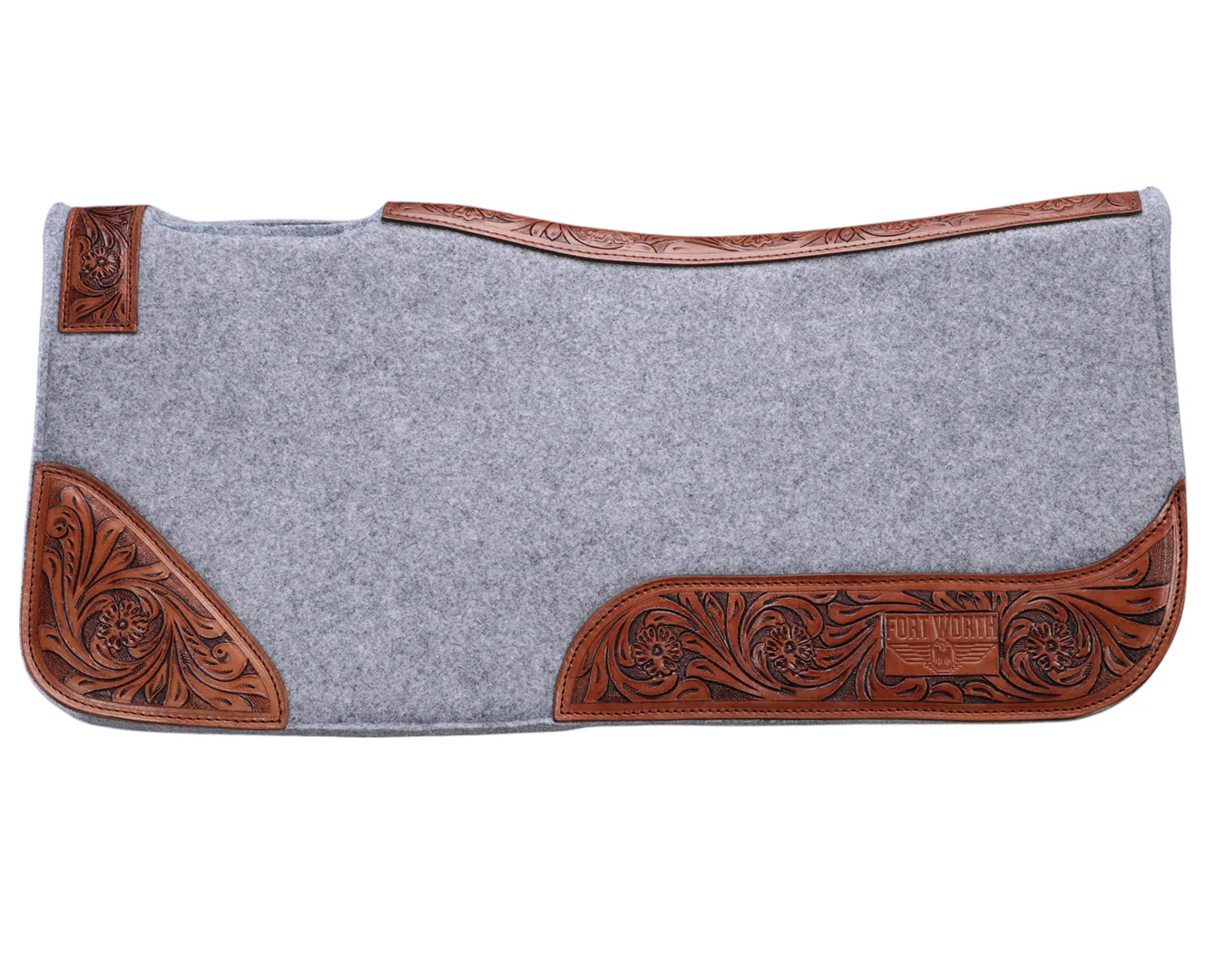 Fort Worth Tooled Floral Felt Saddle Pad - 32" x 30" - Image 8