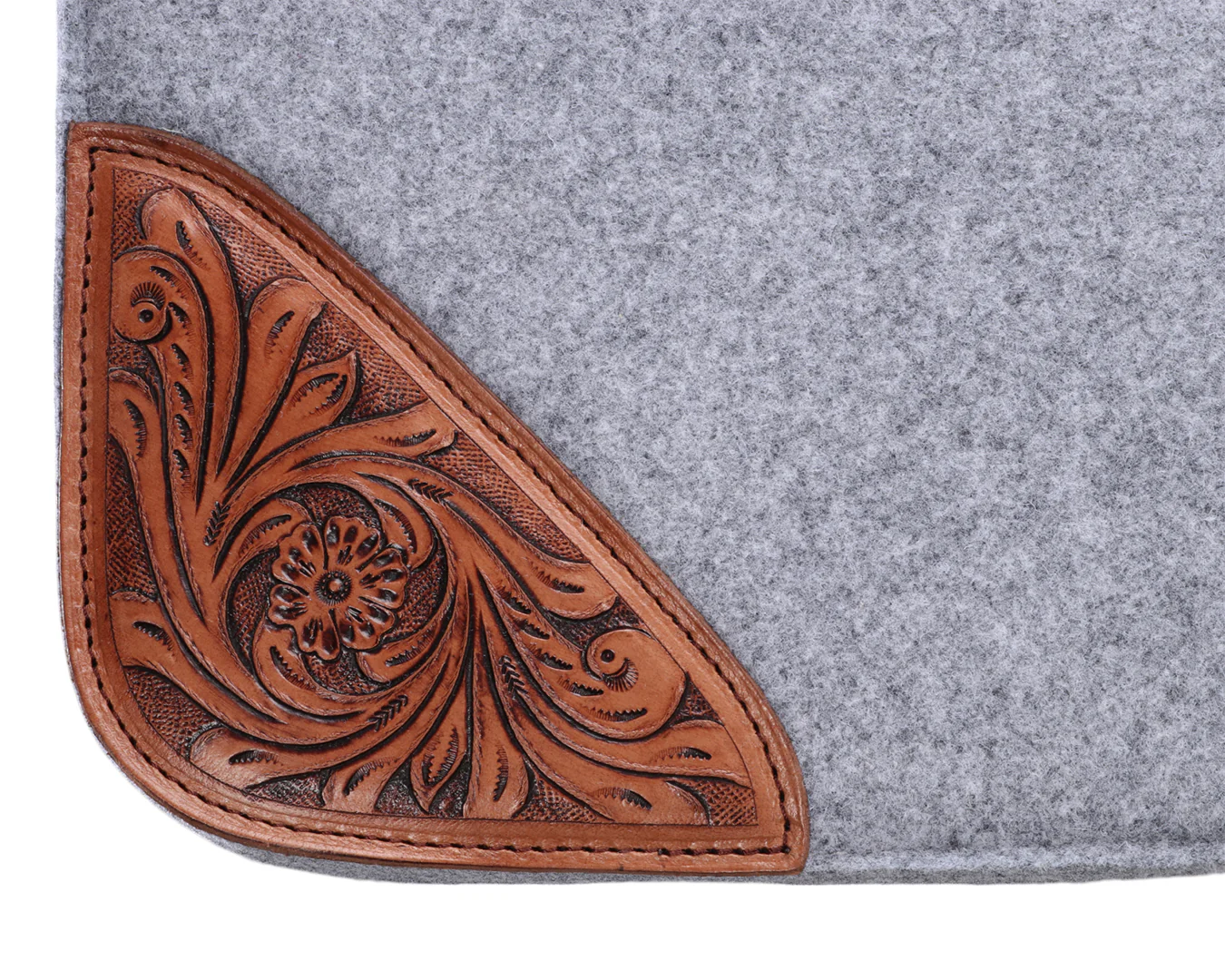 Fort Worth Tooled Floral Felt Saddle Pad - 32" x 30" - Image 9
