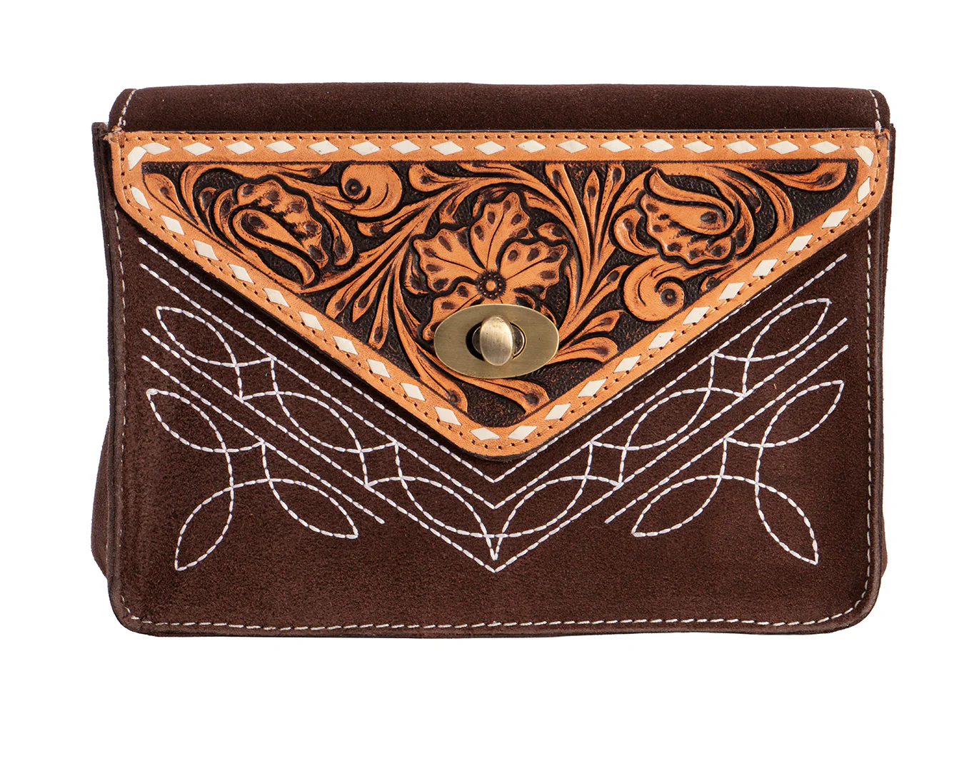 Fort Worth Tooled Leather Purse - Chocolate - Image 2