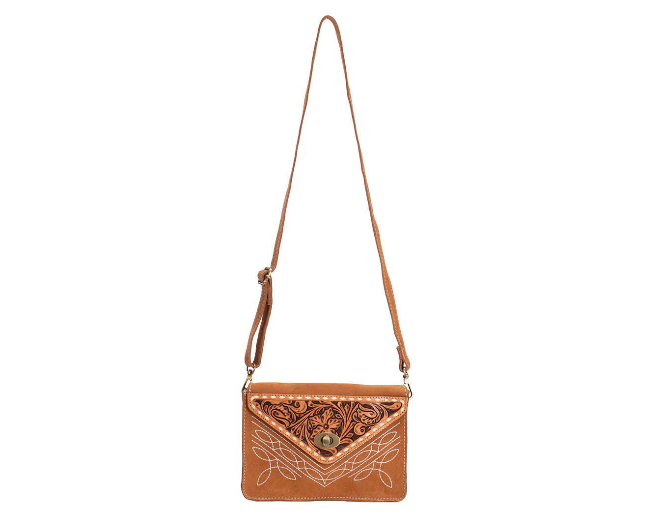 Fort Worth Tooled Leather Purse -Tan - Image 3