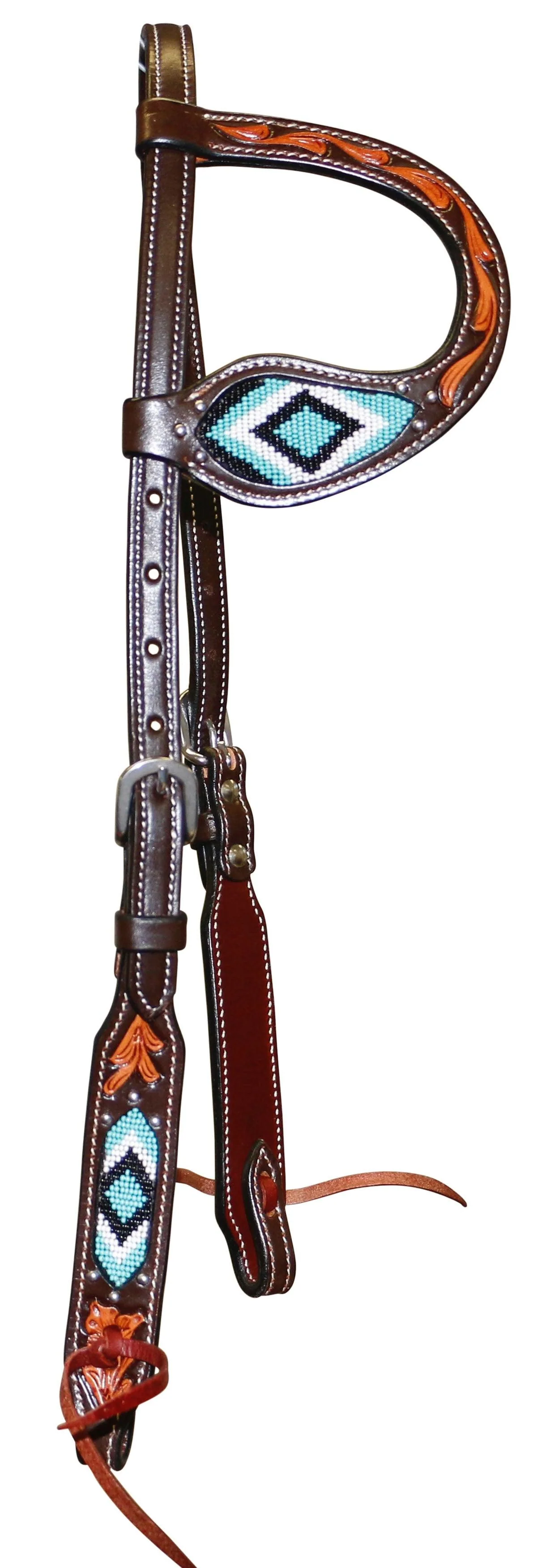 Fort Worth Turquoise Beaded One-Ear Headstall
