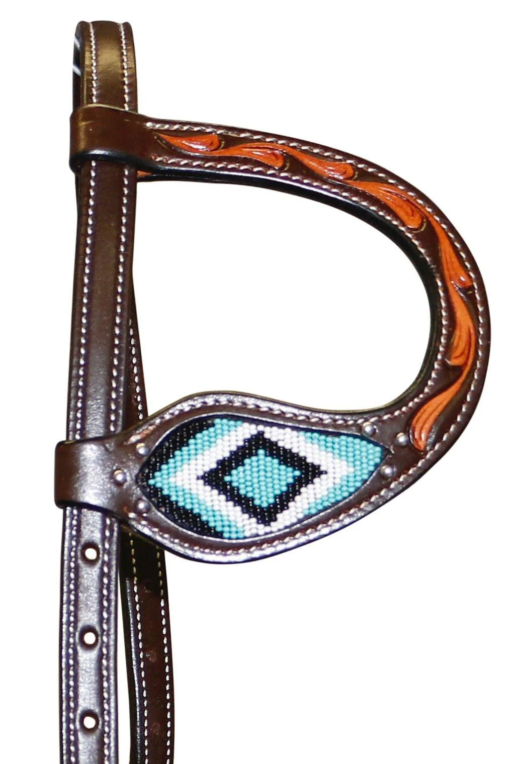 Fort Worth Turquoise Beaded One-Ear Headstall - Image 2