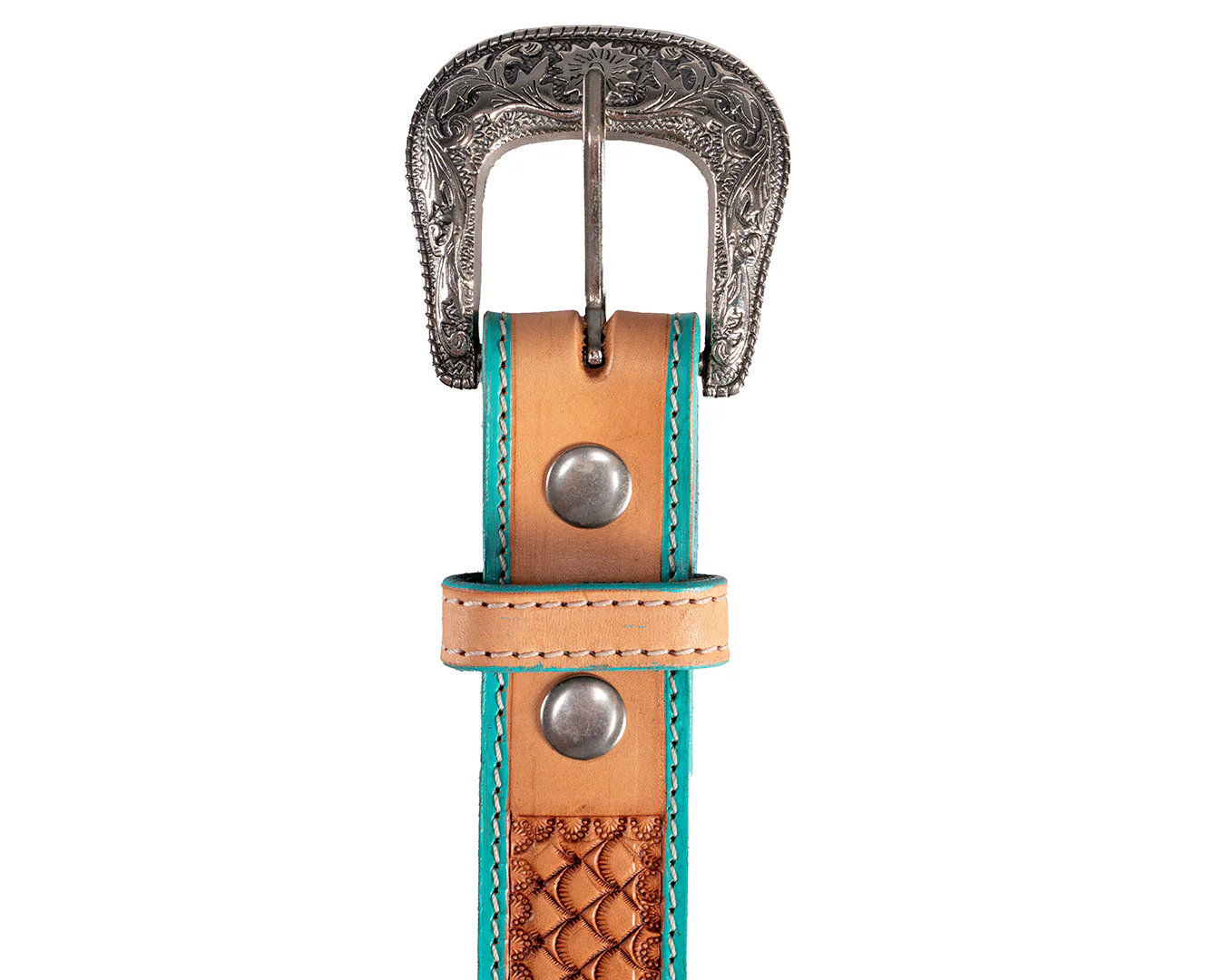 Fort Worth Turquoise Tooled Belt - Image 2