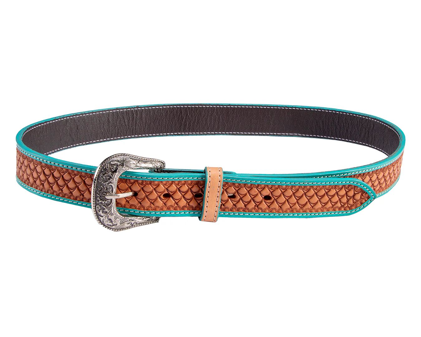 Fort Worth Turquoise Tooled Belt - Image 4