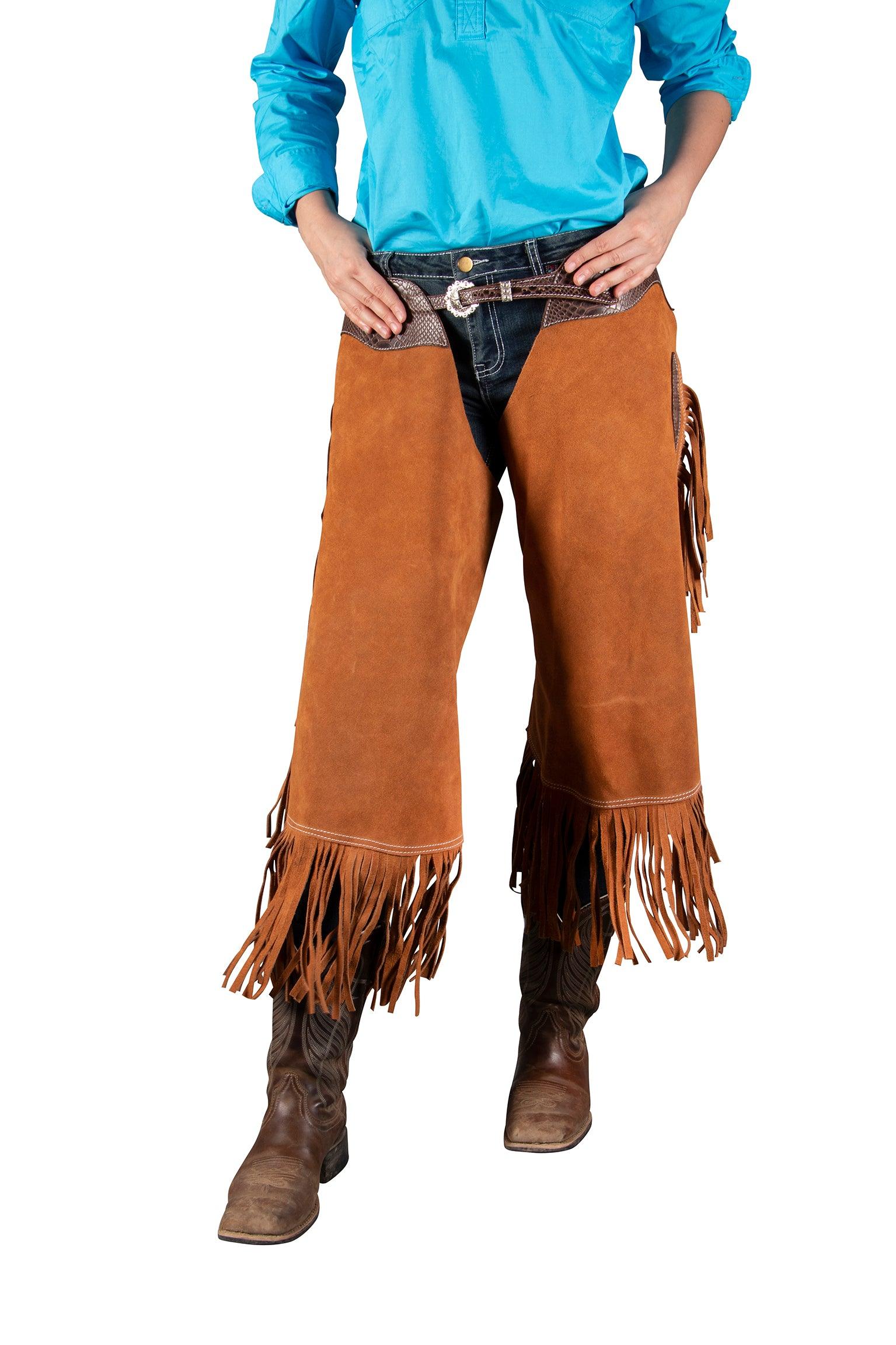 Fort Worth Work Chink Suede Chaps - Brown/Tan - Image 4