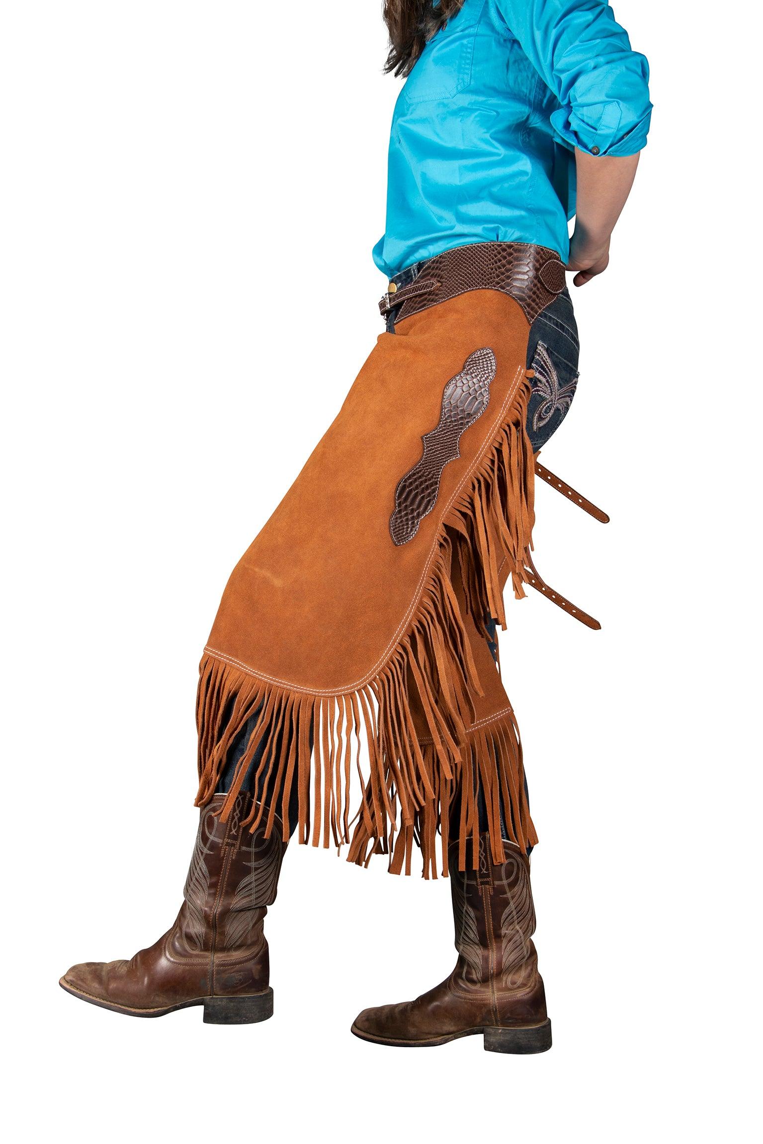 Fort Worth Work Chink Suede Chaps - Brown/Tan - Image 5