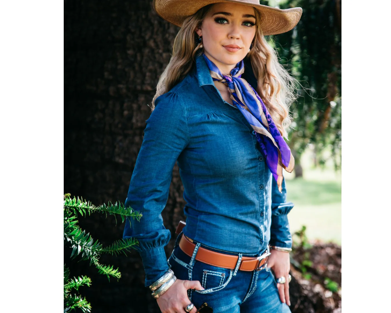 Hitchley & Harrow Ranch Range Fitted Arena Shirt- Dark Denim - Image 2
