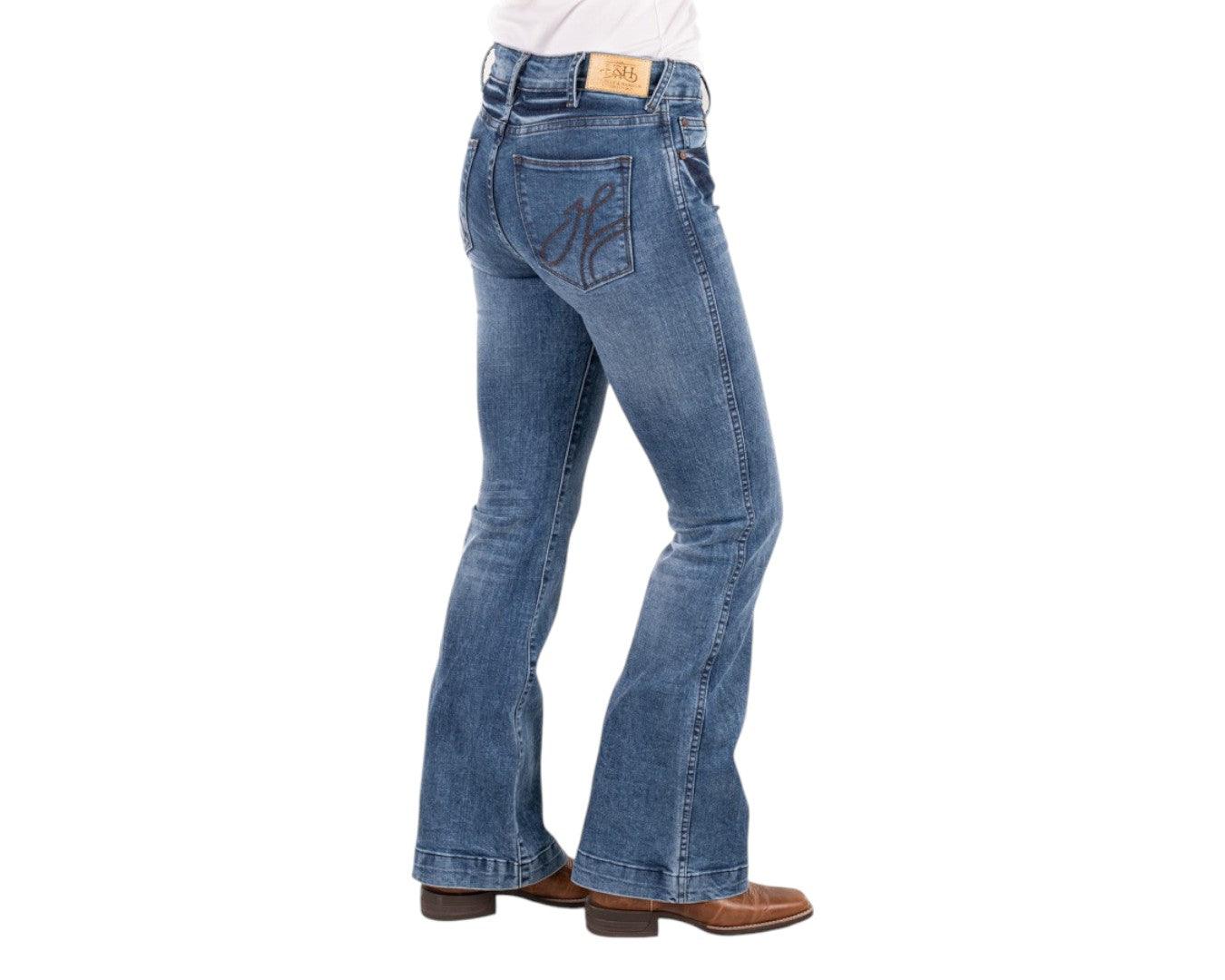 Hitchley & Harrow Trouser Mid Wash "Phoenix" Jeans with Tan Stitching - Image 3
