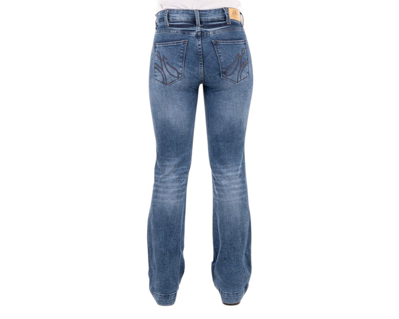 Hitchley & Harrow Trouser Mid Wash "Phoenix" Jeans with Tan Stitching - Image 4
