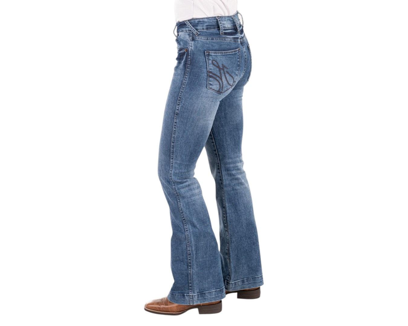 Hitchley & Harrow Trouser Mid Wash "Phoenix" Jeans with Tan Stitching - Image 5