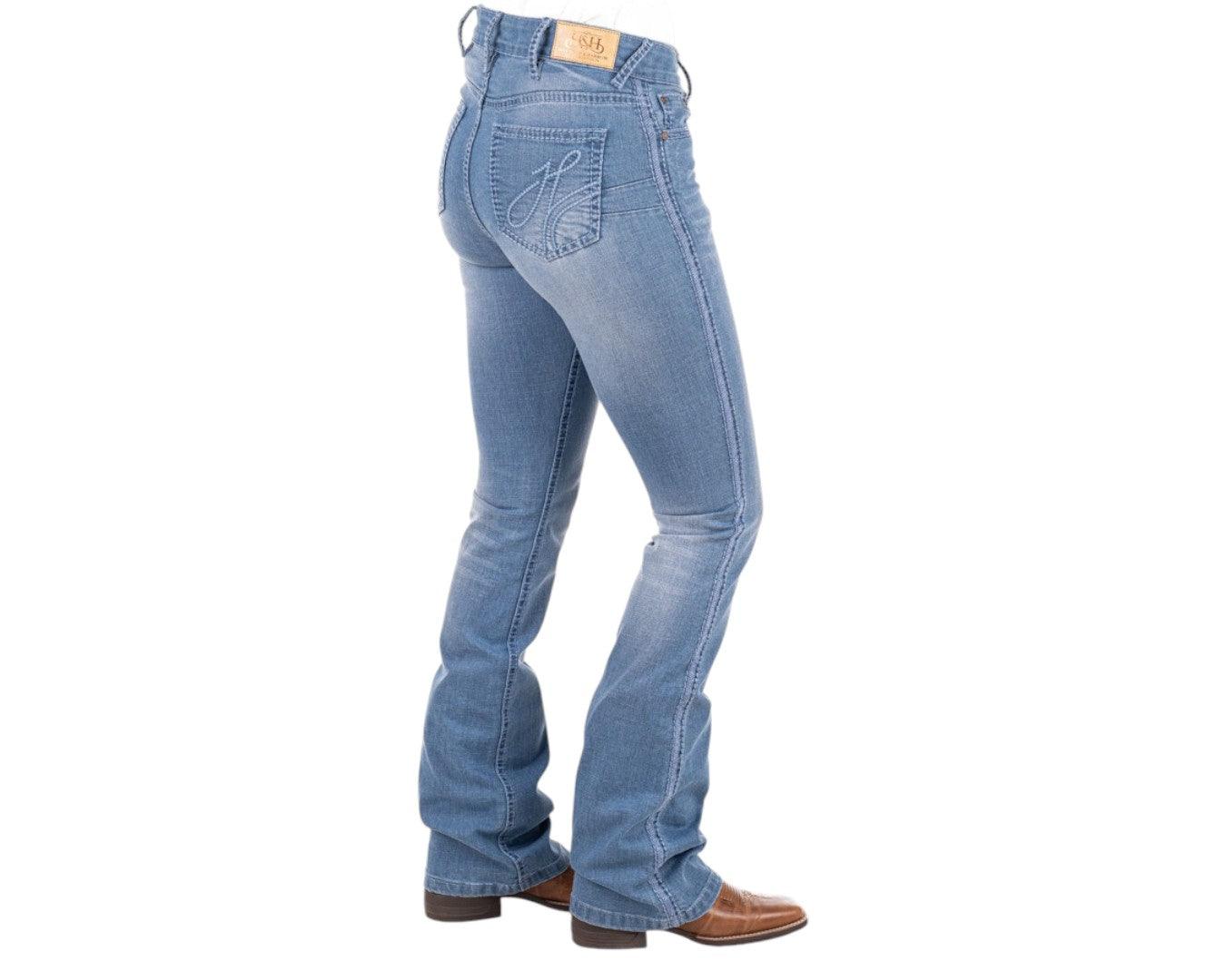 Hitchley & Harrow Ultra High Rise "Dover" Jeans with Baby Blue Stitching - Image 3