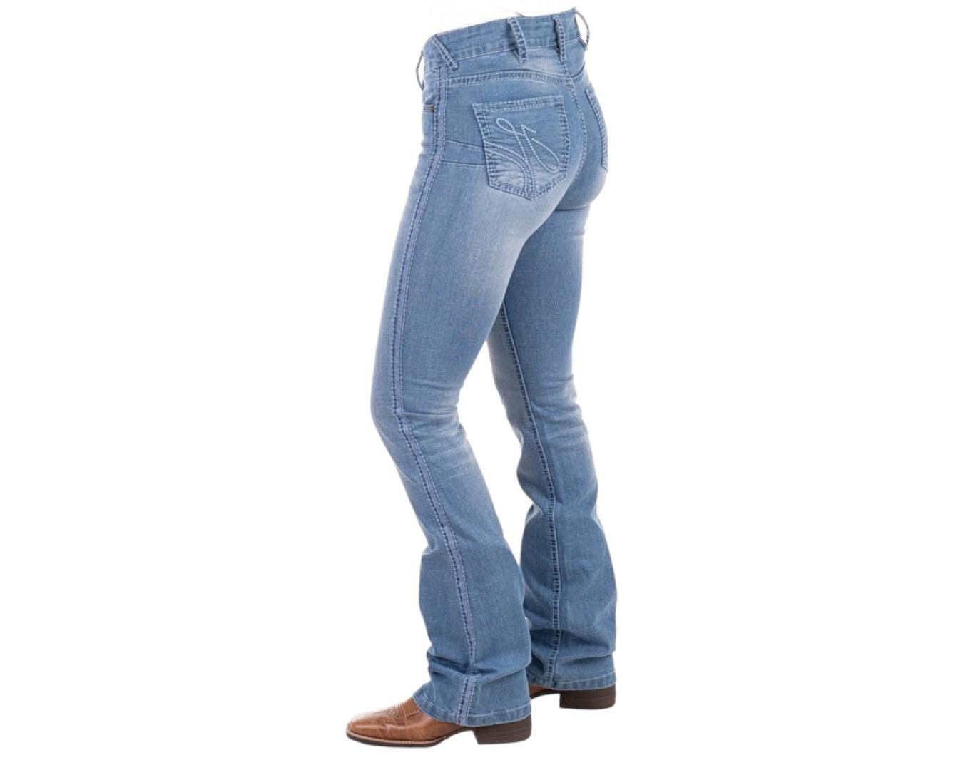 Hitchley & Harrow Ultra High Rise "Dover" Jeans with Baby Blue Stitching - Image 5