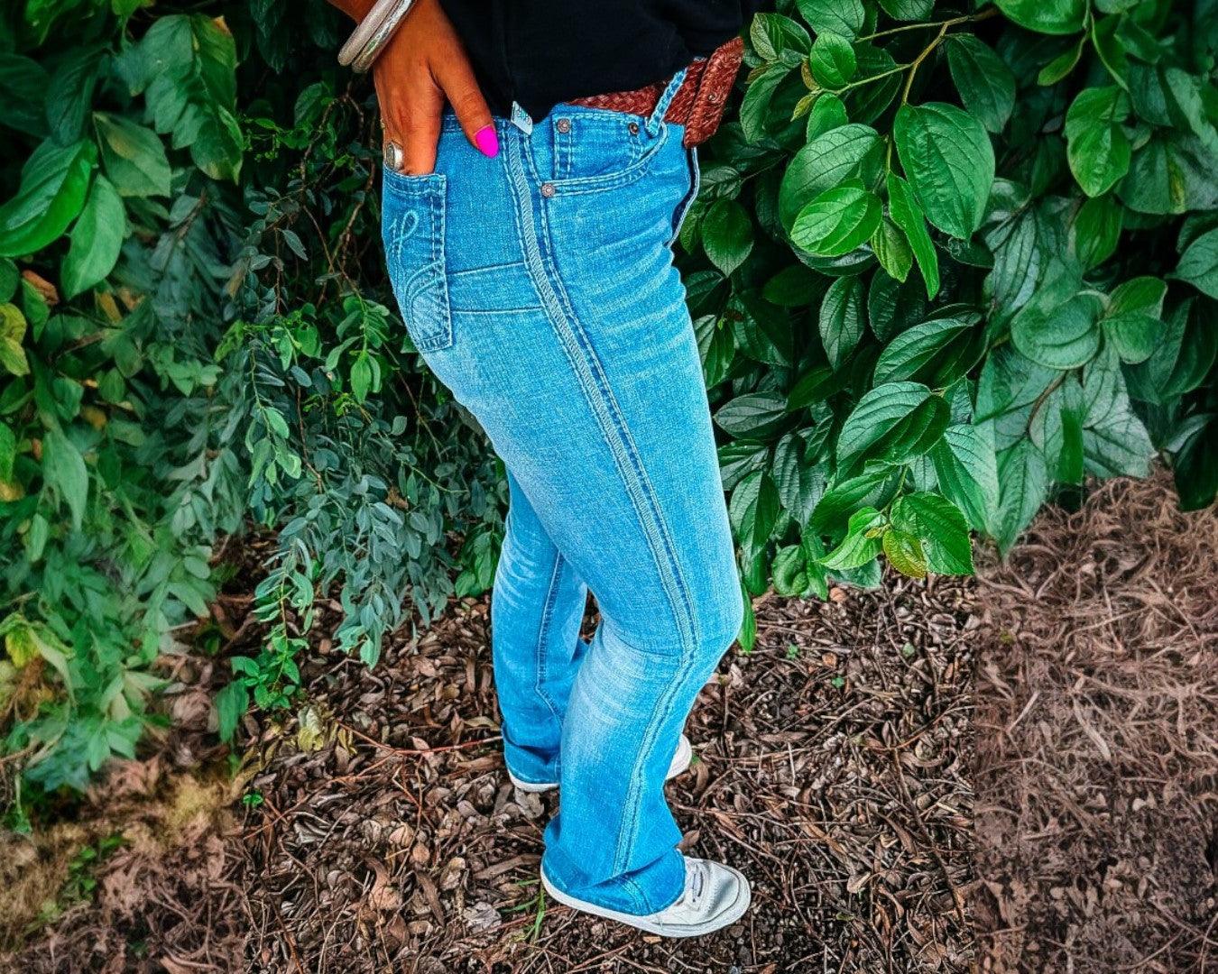 Hitchley & Harrow Ultra High Rise "Dover" Jeans with Baby Blue Stitching - Image 8