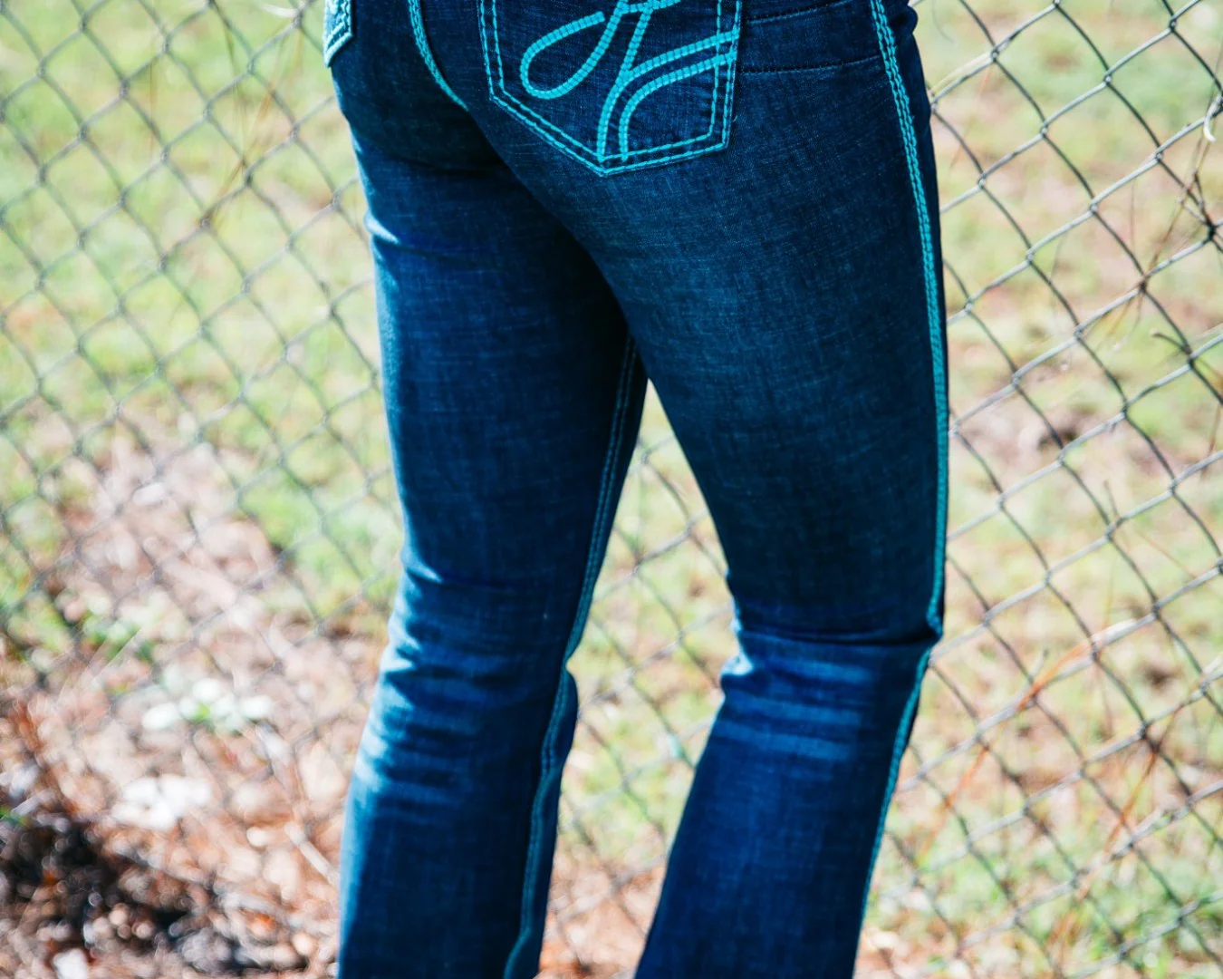 Hitchley & Harrow Women's Ultra High-Rise Core Jeans- Turquoise Stitching