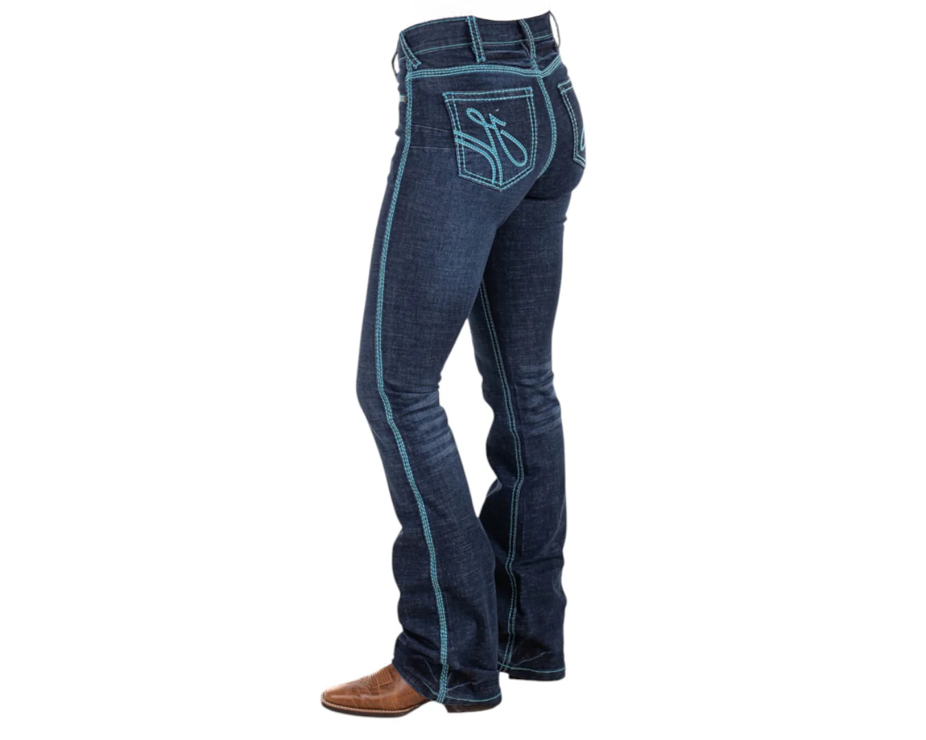 Hitchley & Harrow Women's Ultra High-Rise Core Jeans- Turquoise Stitching - Image 5