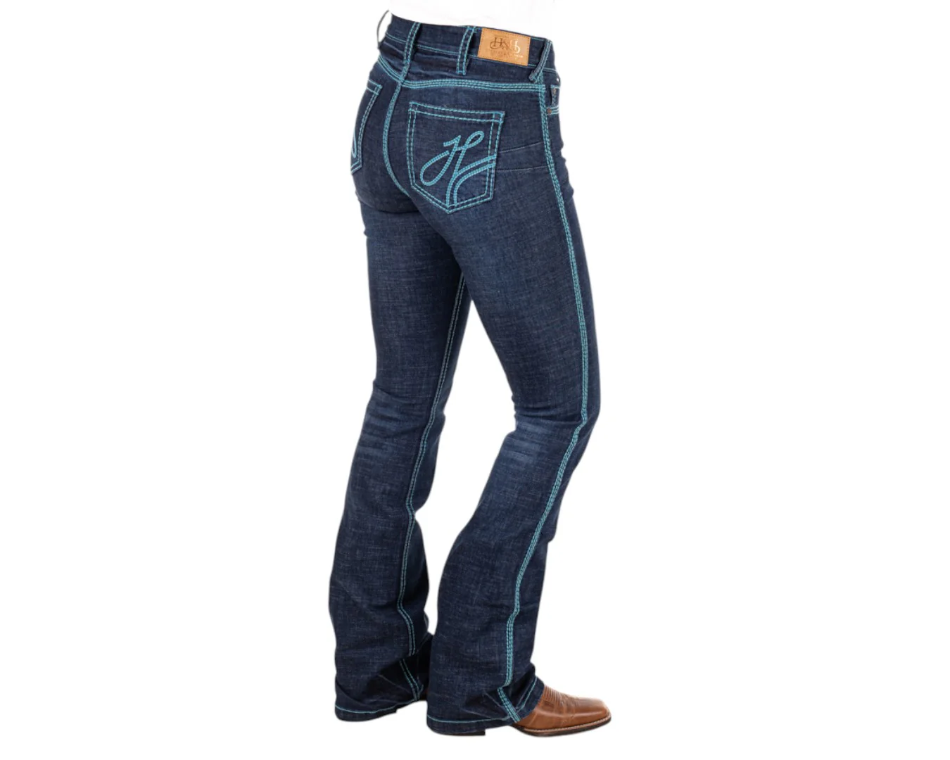 Hitchley & Harrow Women's Ultra High-Rise Core Jeans- Turquoise Stitching - Image 6