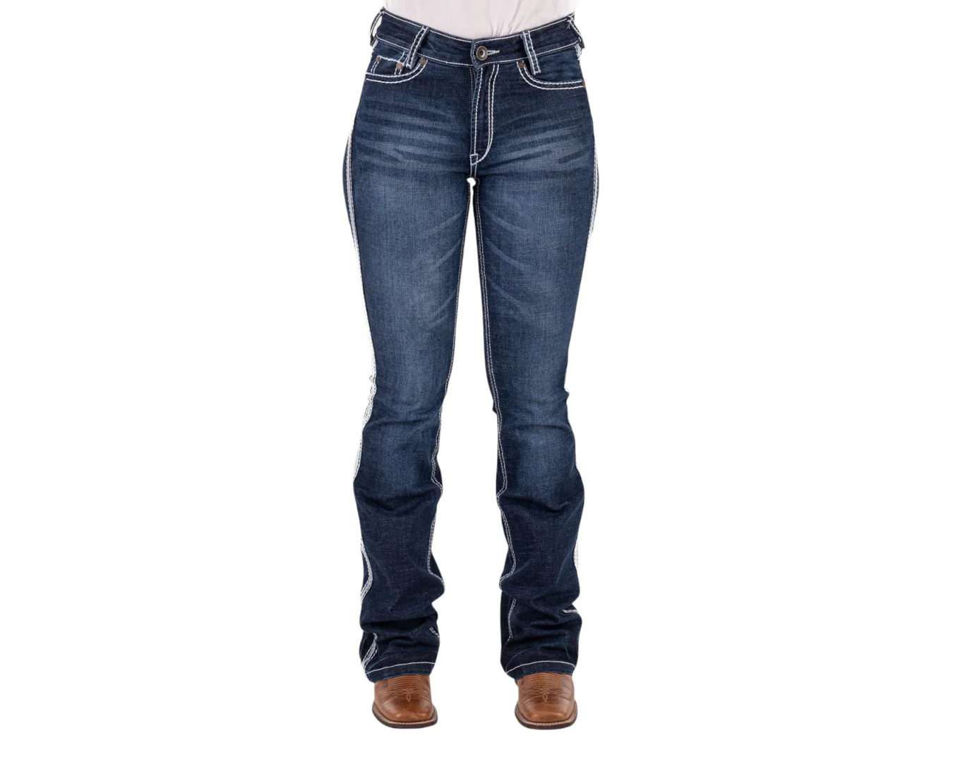Hitchley & Harrow Women's Ultra High-Rise Core Jeans - White Stitching - Image 3