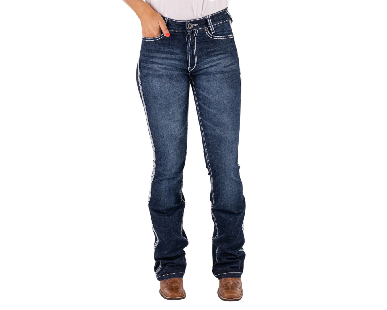 Hitchley & Harrow Women's Ultra High-Rise Core Jeans - White Stitching - Image 4